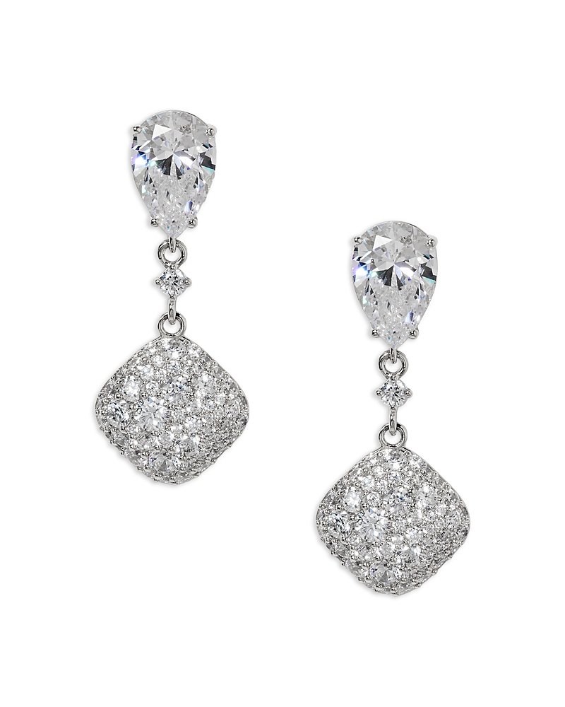 Nadri Crushed Cubic Zirconia Double Drop Earrings In Metallic