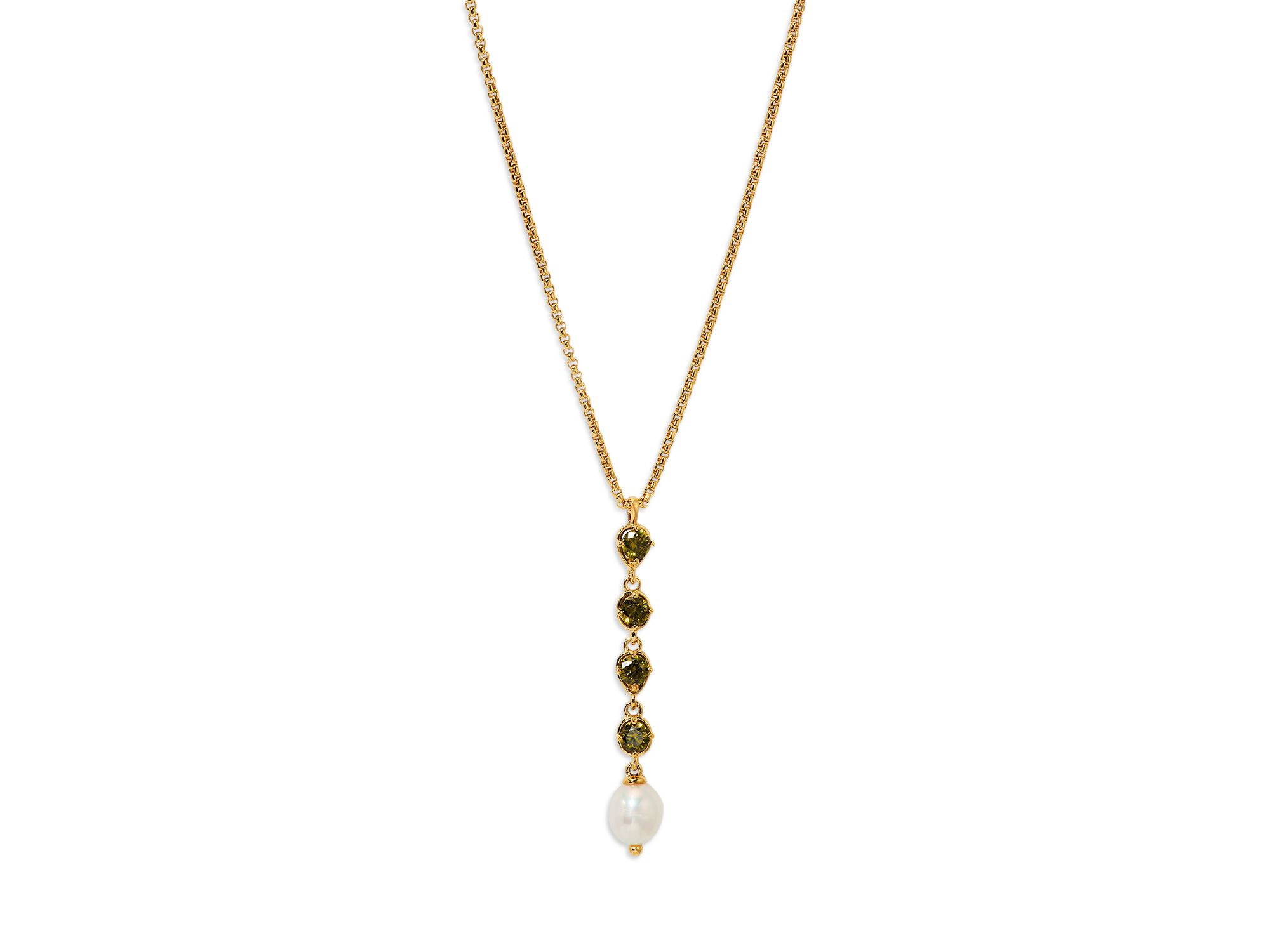 Maiden Black Cubic Zirconia & XX Pearl Lariat Necklace, 16"-18" - Image 1
