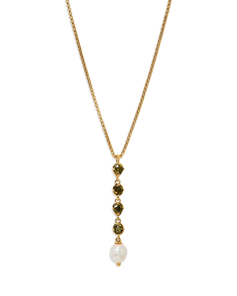 Nadri Maiden Black Cubic Zirconia & Xx Pearl Lariat Necklace, 16-18 In Gold