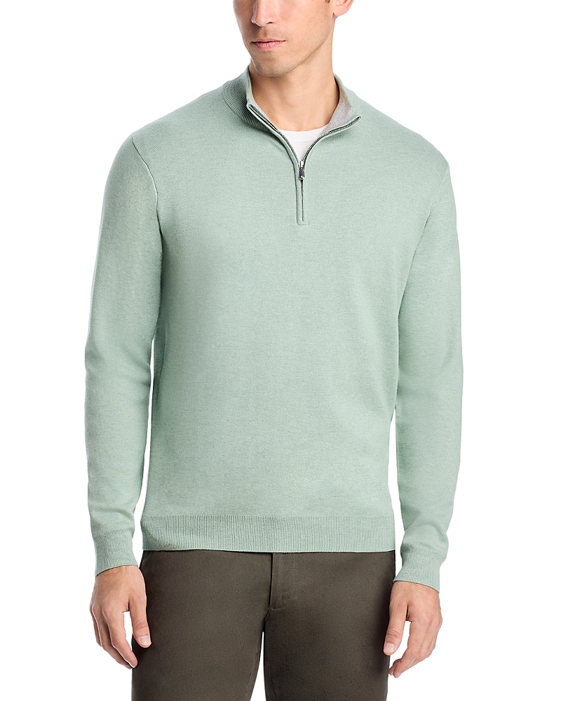 Peter Millar Quarter Zip Sweater In Green