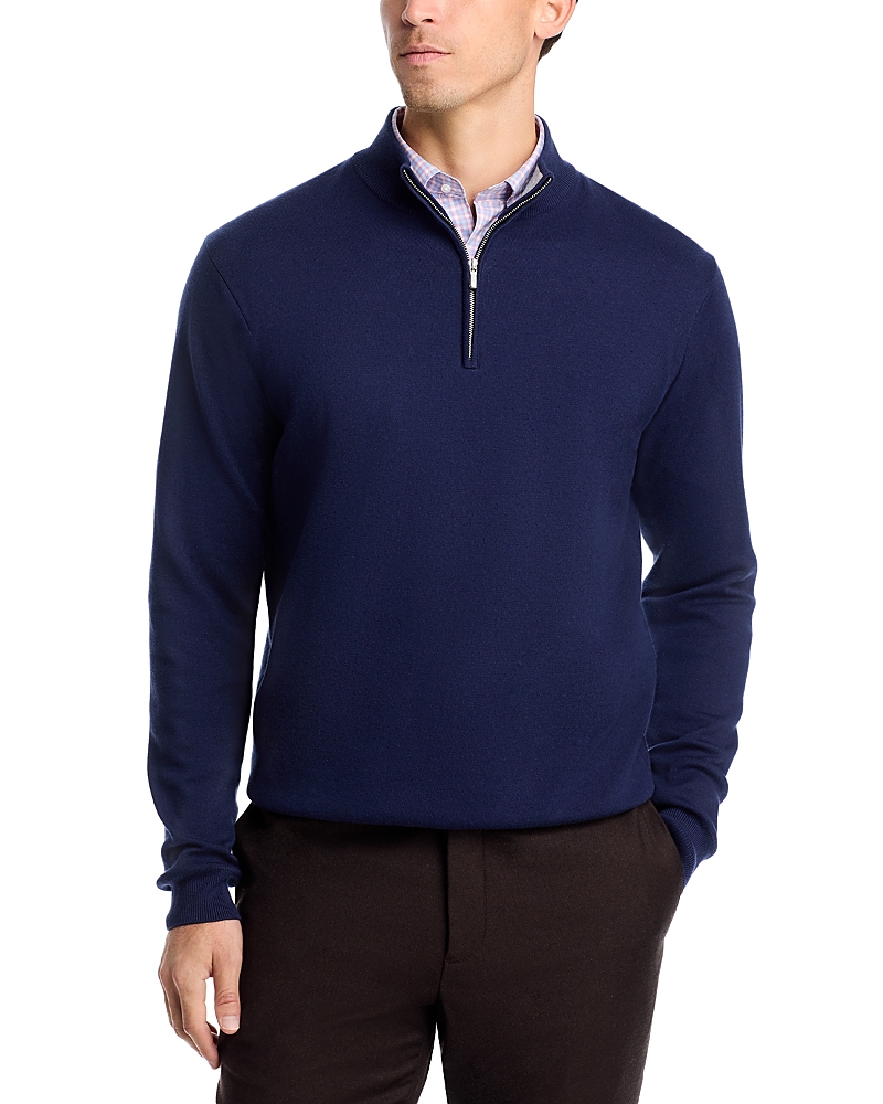 Peter Millar Quarter Zip Sweater In Blue