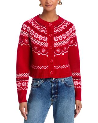 Shantae Merino Wool Crewneck Fair Isle Cardigan Sweater