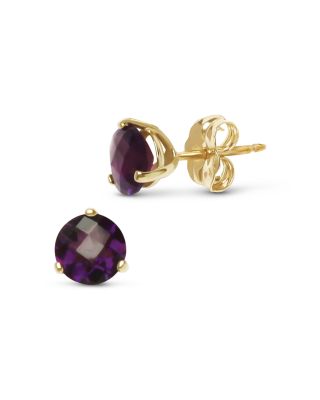 Gemstone Three Prong Stud Earrings in 14K Yellow Gold