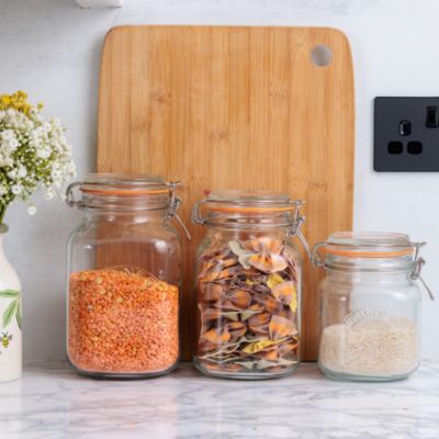 Square Clip Top Jars, Set of 3