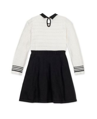 Girls' Organic Peter Pan Collar Sweater Dress with Bow - Little Kid, Big Kid