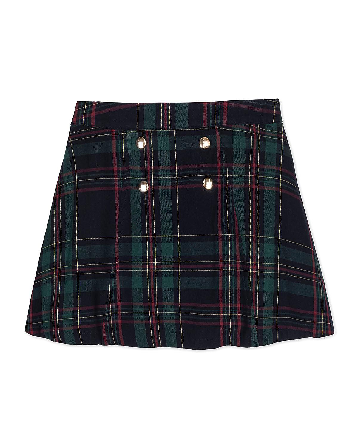 Hope & Henry Girls' Organic Pull-on Double Button Party Skirt - Little Kid, Big Kid