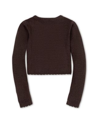 Girls' Organic Cropped Scallop Edge Sweater Cardigan - Little Kid, Big Kid