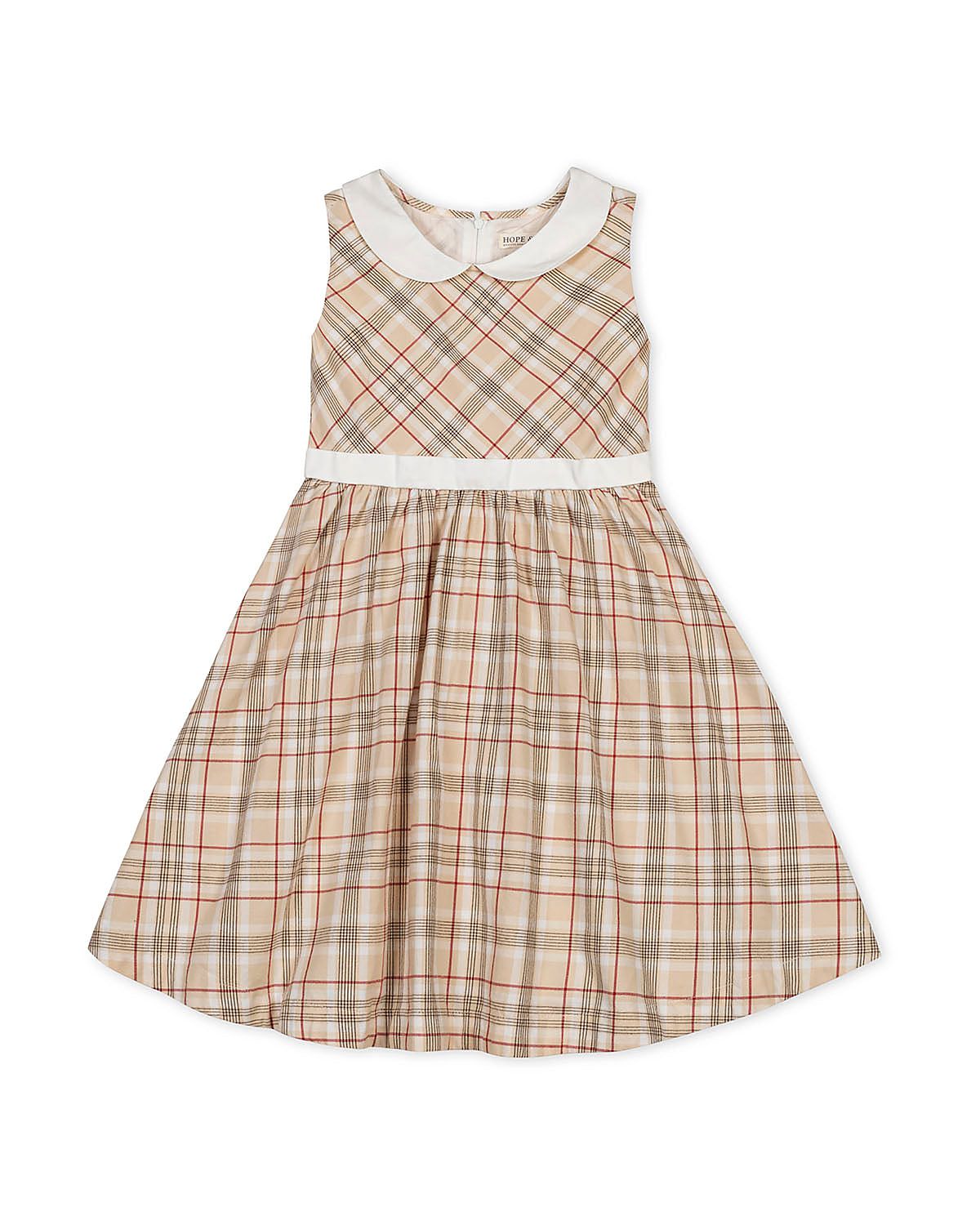 Hope & Henry Girls' Organic Sleeveless Party Dress with Peter Pan Collar - Baby, Little Kid, Big Kid