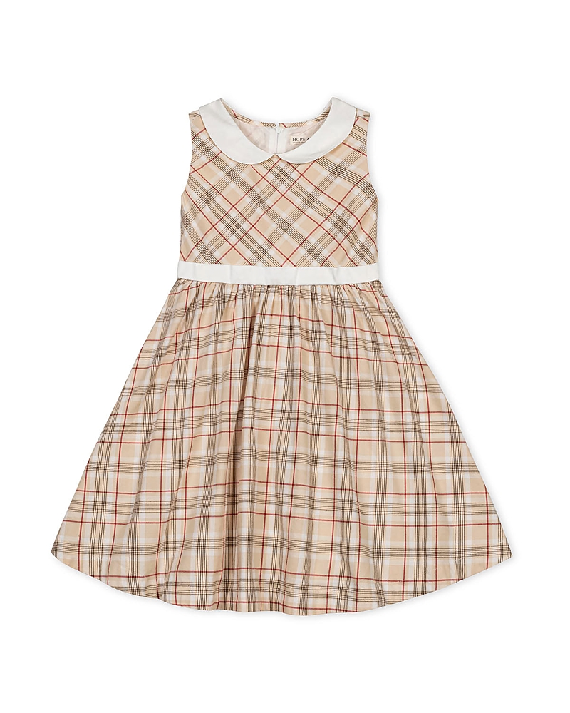 Hope & Henry Girls' Organic Sleeveless Party Dress with Peter Pan Collar - Baby, Little Kid, Big Kid