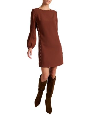  Pauli Shift with Grommet Detail in Satin Back Crepe Dress