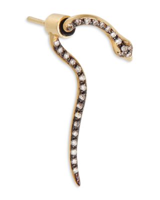 18K Yellow Gold Brown Diamond Boa Earrings, 0.22 tcw