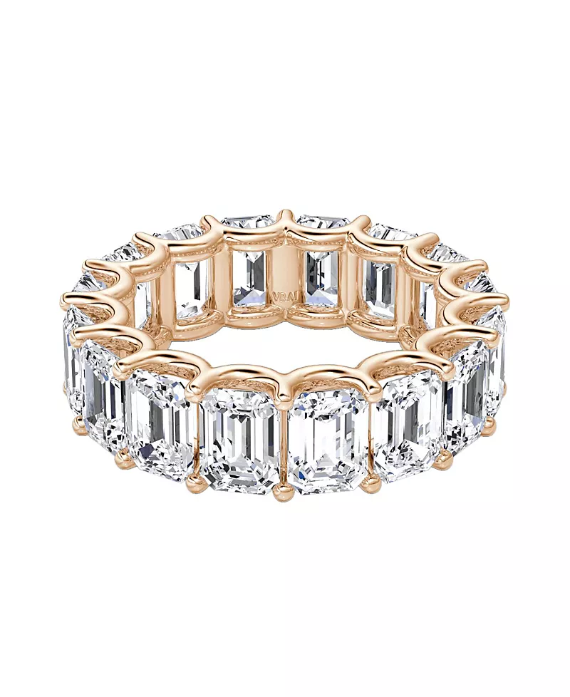 Vrai Eternity Band in 14K Rose Gold, 8ctw Emerald Lab Grown Diamonds