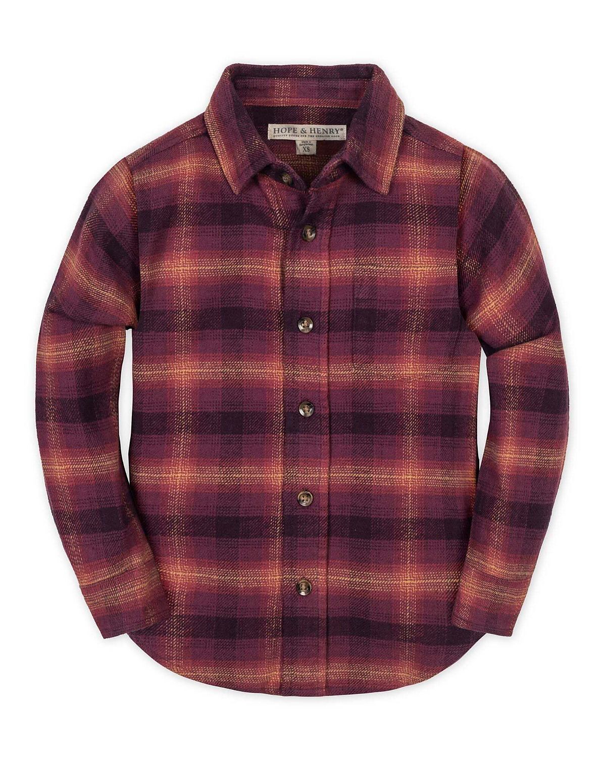 Hope & Henry Boys' Organic Long Sleeve Flannel Button Down Shirt - Little Kid, Big Kid