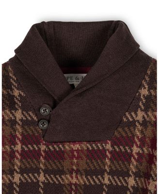 Boys' Organic Long Sleeve Intarsia Shawl Collar Sweater with Elbow Patches - Little Kid, Big Kid