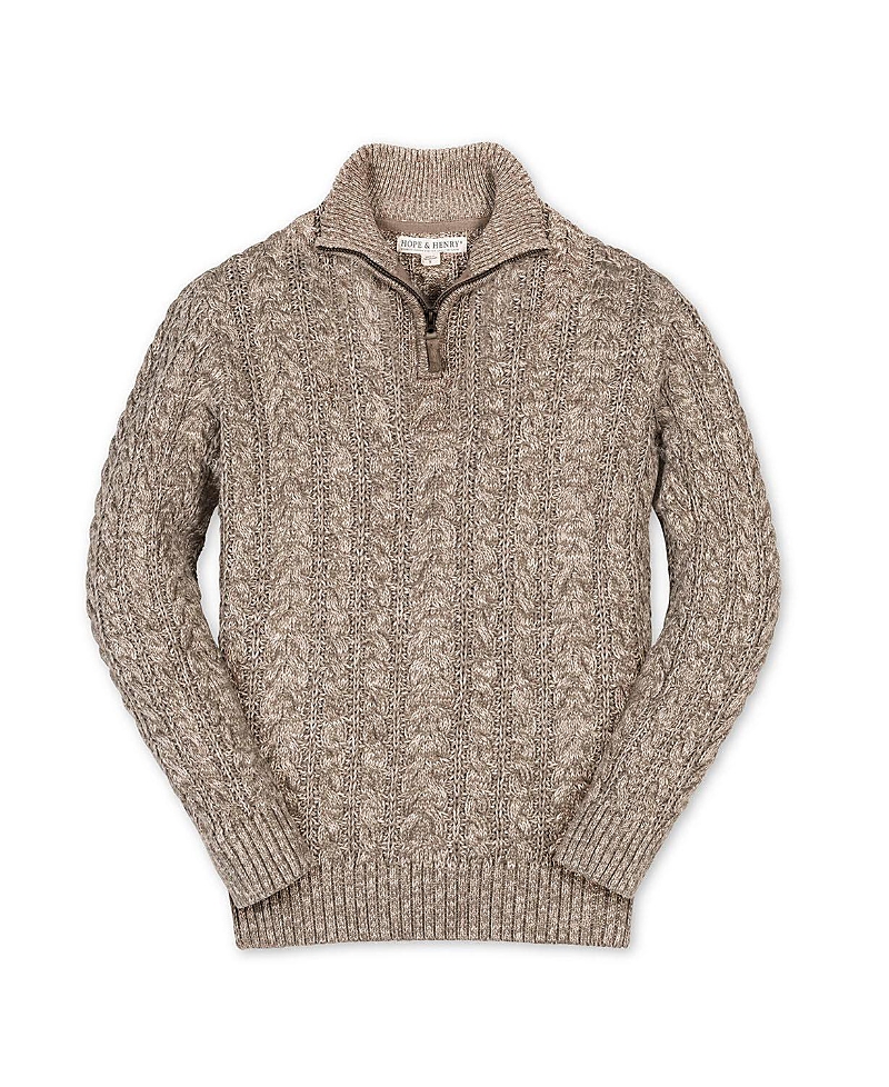 Hope & Henry Kids' Organic Long Sleeve Half Zip Cable Pullover Sweater In Neutral
