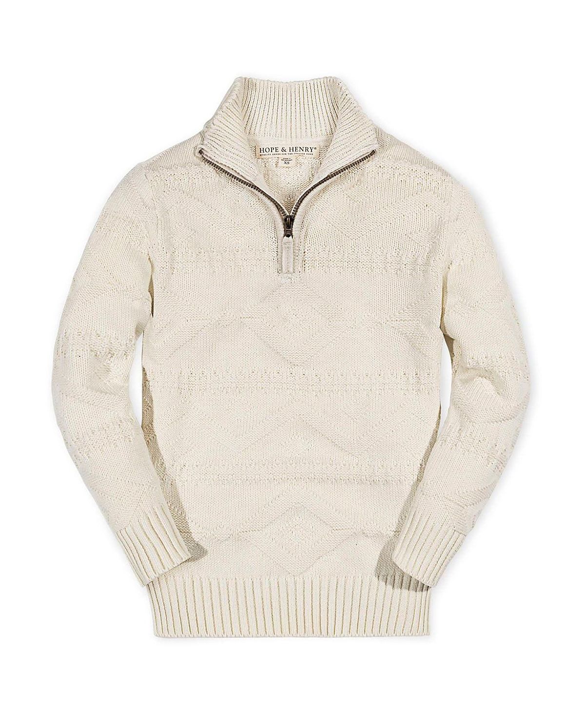 Hope & Henry Boys' Organic Long Sleeve Half Zip Cable Pullover Sweater - Big Kid