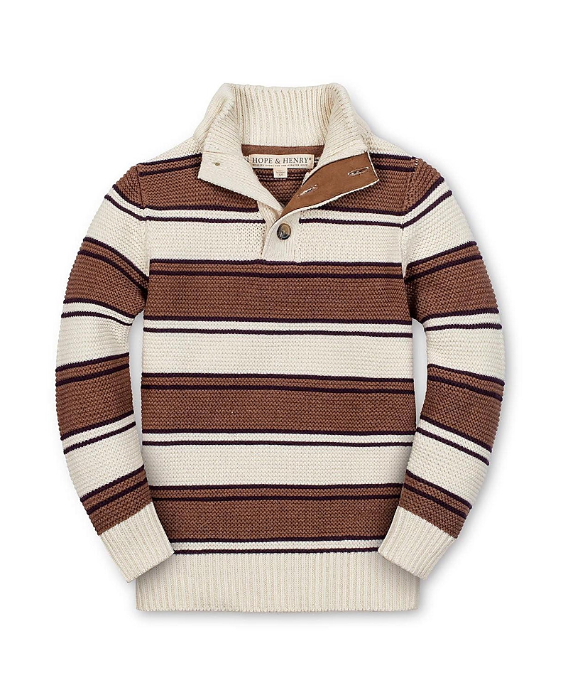 Hope & Henry Kids' Organic Mock Neck Stripe Sweater In Multi