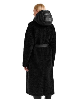 Tina Long Teddy Jacket with Removable Puffer Hood