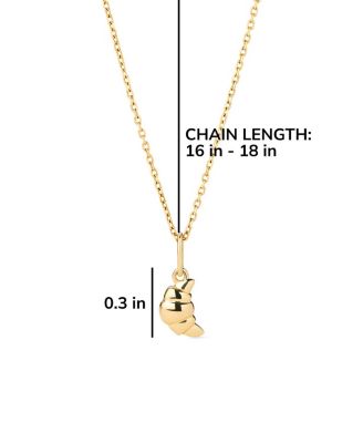  Croissant Charm Solid Yellow Gold Necklace