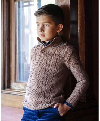 Boys' Organic Mock Neck Cable Sweater - Little Kid, Big Kid