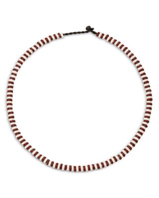 Sterling Silver Enamel Bead & Satin Cord Collar Necklace, 15-16"