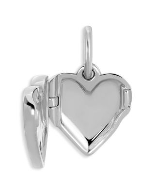 Sterling Silver Diamond Groovy Heart Locket Hinged Charm Pendant