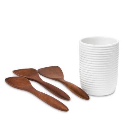 Breaking Bread Wood Utensils and Canister, Set of Four