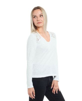 Mixed Media Lace Inset Tee