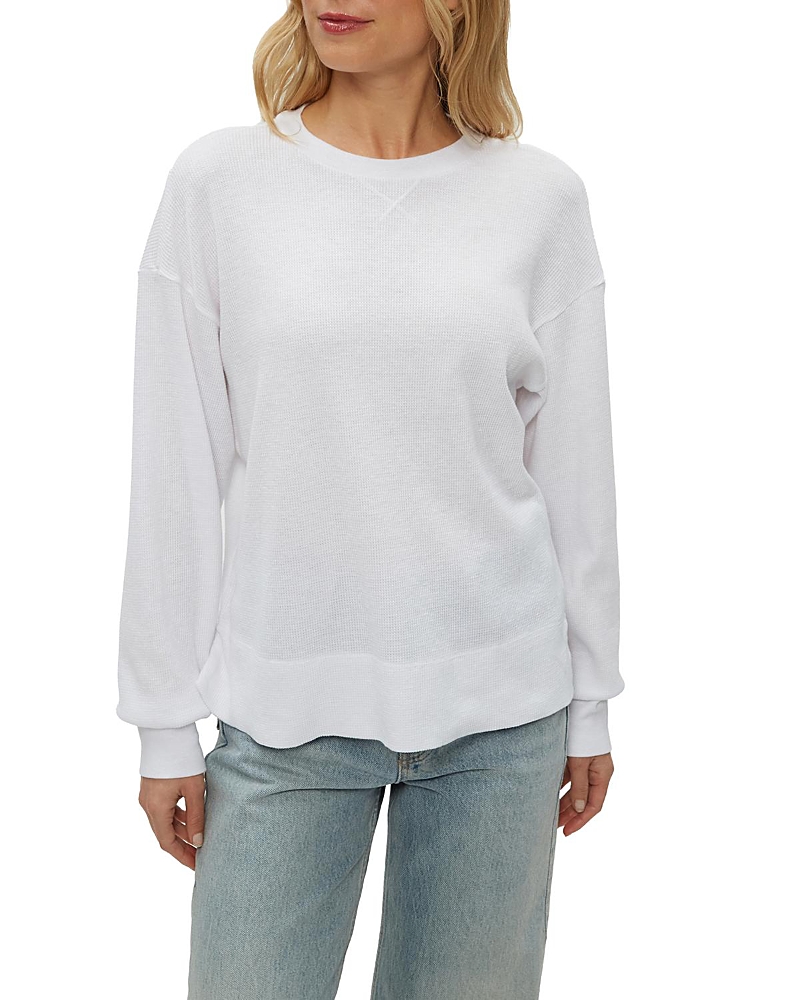 Michael Stars Keri Crew Neck Pullover Sweatshirt With Dorito In White