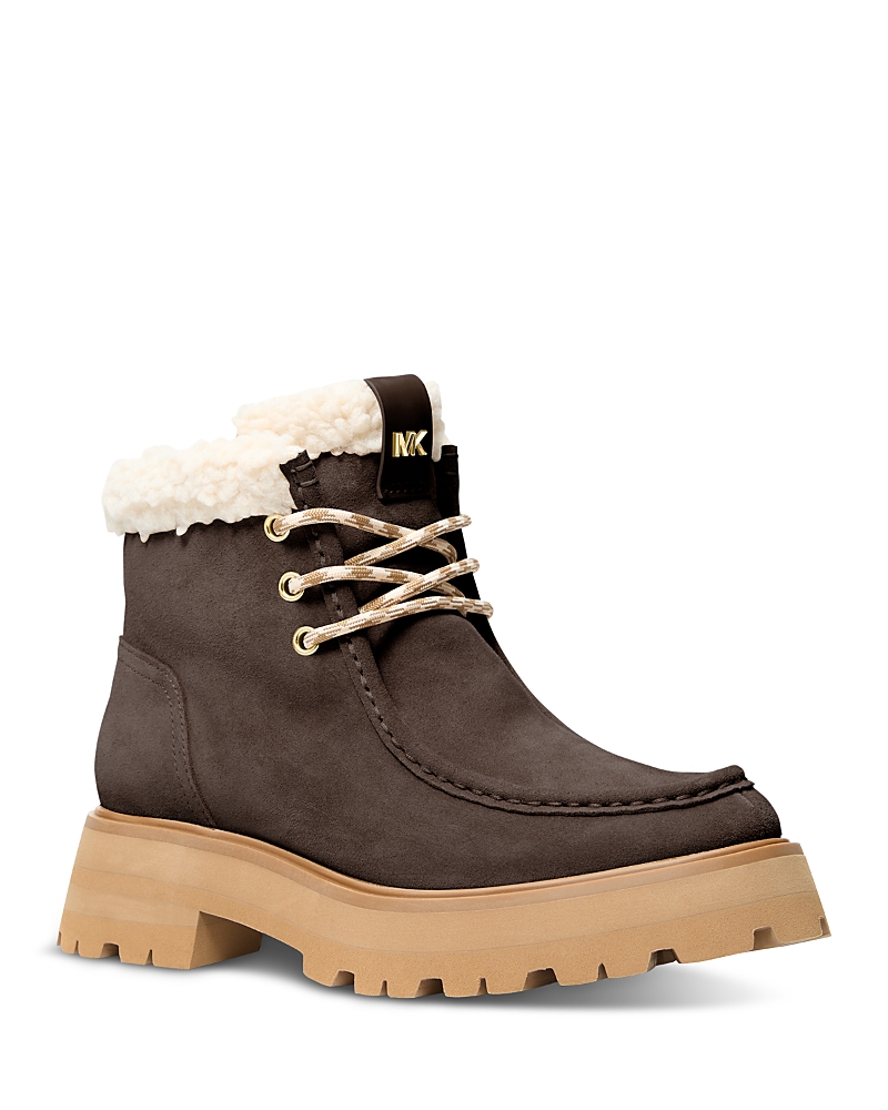 Michael Kors Cade Fleece-lined Suede Ankle Boot In Brown