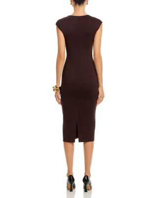 V Neck Ponte Short Sleeved Midi Dress - Exclusive