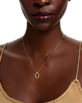 Diamond Openwork Pear Pendant Necklace in 14K Yellow Gold, 0.32 tcw