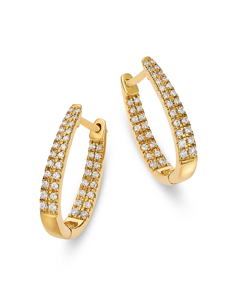Bloomingdale's Fine Collection Diamond Double Row Oval Hoop Earrings in 14K Yellow Gold, 0.50 tcw