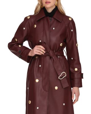 Studded Faux Ever Leather™ Belted Trench Coat