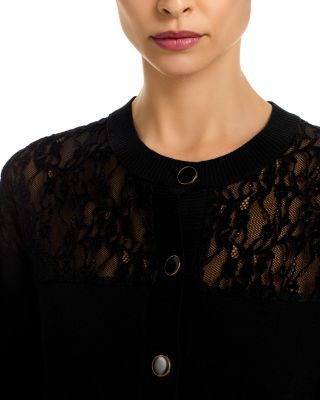 Lace Inset Cardigan Sweater - Exclusive