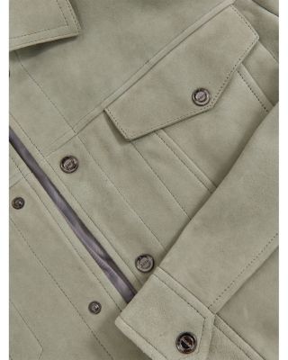 Edington Long Sleeved Suede Press Stud Trucker Jacket