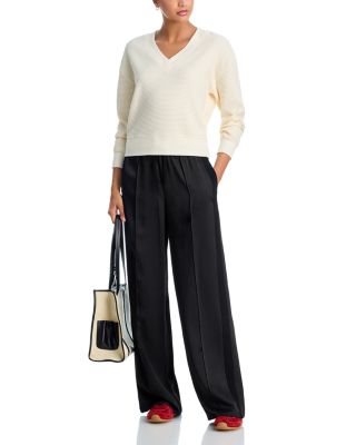 V Neck Waffle Knit Top - Exclusive