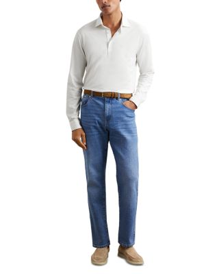 Porofino Long Sleeved Jersey Half Button Polo Shirt