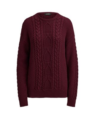 Cable Knit Cotton Crewneck Sweater