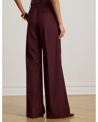 Wool Blend Twill Wide Leg Pants