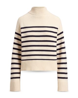 Striped Wool Blend Mockneck Sweater