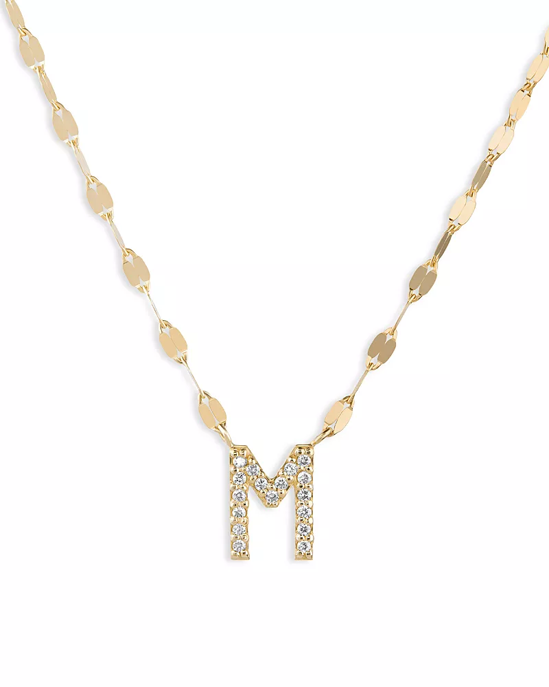 Lana 14K Yellow Gold Diamond Initial M Pendant Necklace, 18