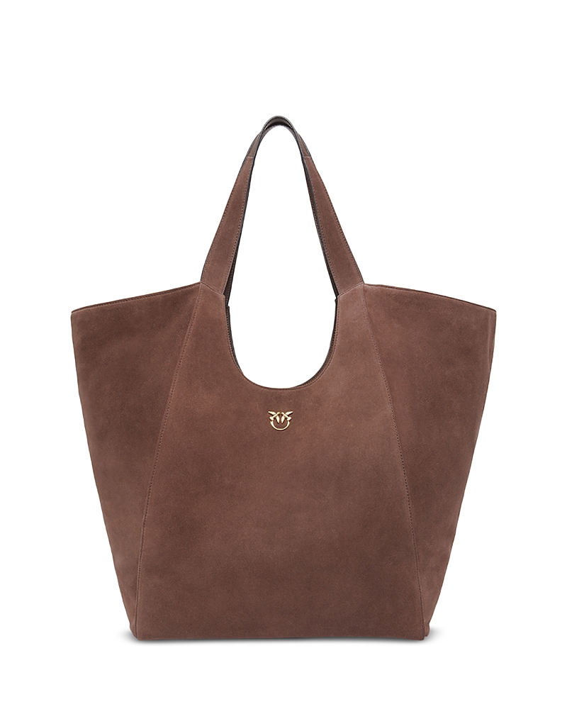Pinko Large Suede Tote In Brown