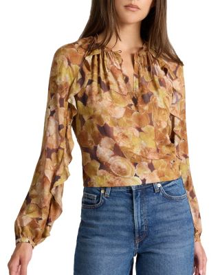 Skyla Long Sleeve Ruffle Blouse in Floral Crepe