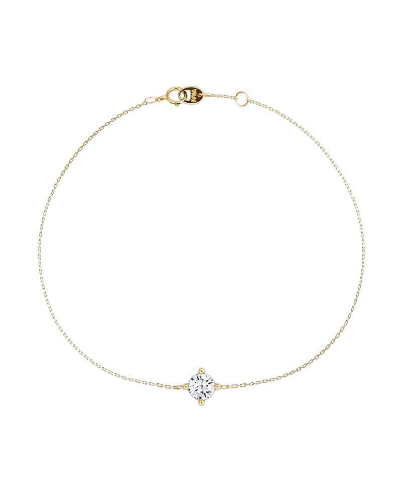Vrai Petite Solitaire Bracelet Round Brilliant In 14k Gold, 0.10ctw Round Brilliant Lab Gorwn Diamond In Gold