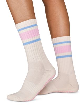 Pink Retro Grip Socks