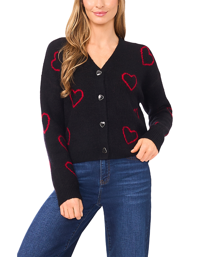 CeCe Heart Jacquard Cardigan