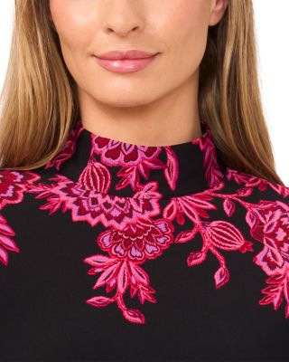 Border Print Mock Neck Top