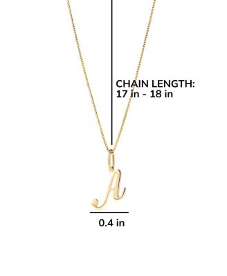 Solid Yellow Gold Script Letter Necklace