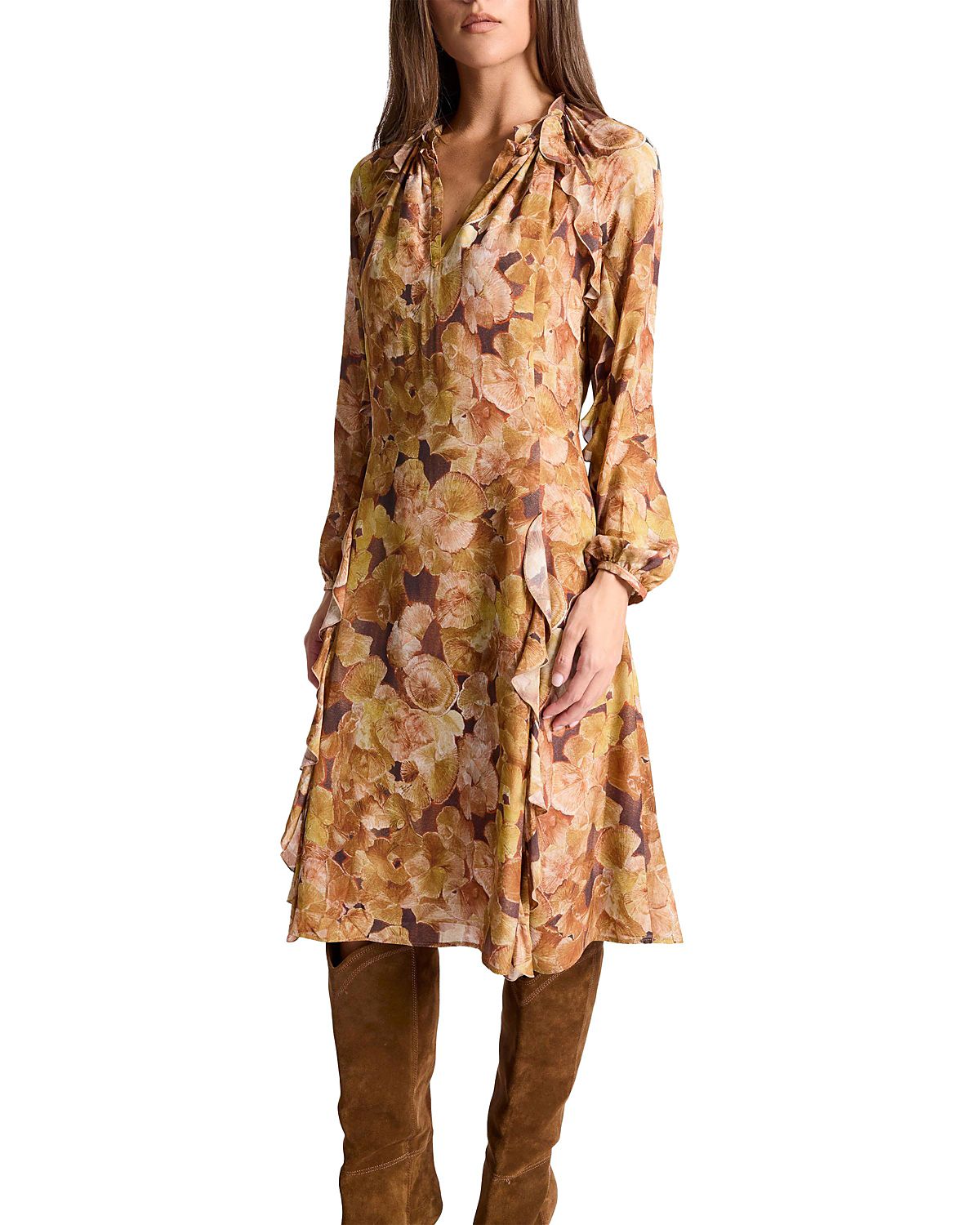 Santorelli Jayda Long Sleeve Ruffle Dress